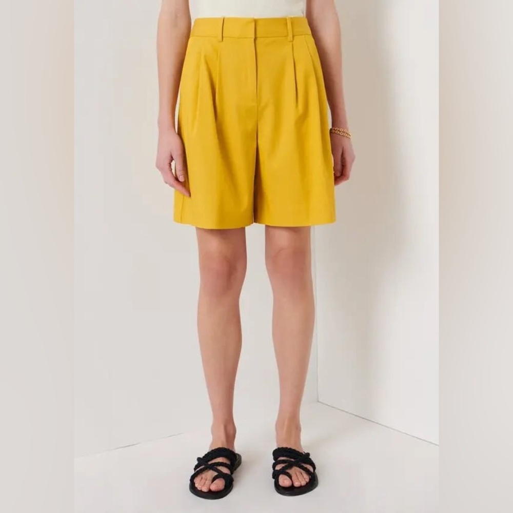 Derek Lam Dax Mustard Yellow High-Waisted Bermuda Shorts Size 0 $350